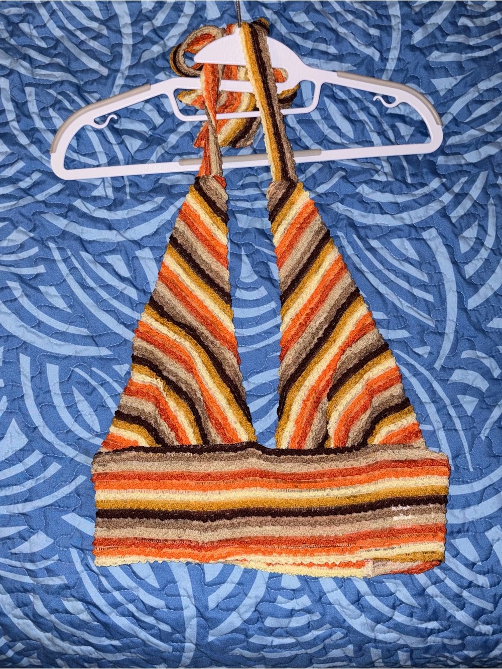 12th Tribe Striped Halter Top in Orange, Brown & Yellow Size Medium